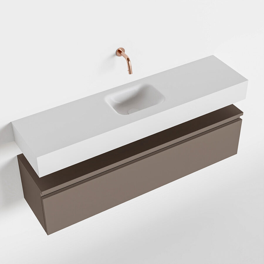 MONDIAZ ANDOR 120cm toiletmeubel smoke. LEX 120cm wastafel talc positie midden. Zonder kraangat - Afbeelding 4