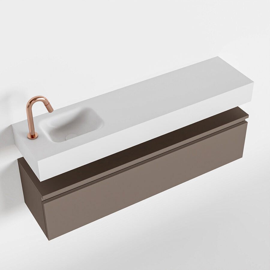 MONDIAZ ANDOR 120cm toiletmeubel smoke. LEX 120cm wastafel talc positie links. Met 1 kraangat - Afbeelding 4