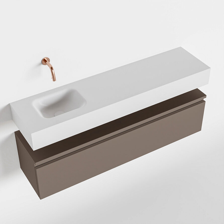 MONDIAZ ANDOR 120cm toiletmeubel smoke. LEX 120cm wastafel talc positie links. Zonder kraangat - Afbeelding 4