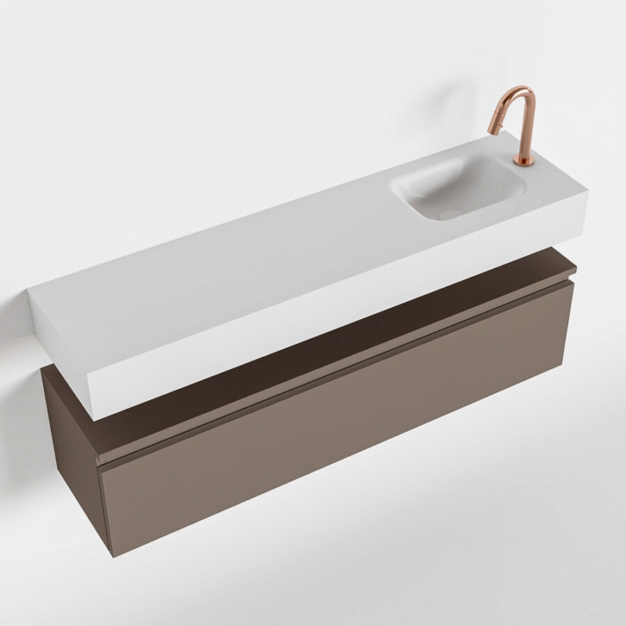 MONDIAZ ANDOR 120cm toiletmeubel smoke. LEX 120cm wastafel talc positie rechts. Met 1 kraangat - Afbeelding 4