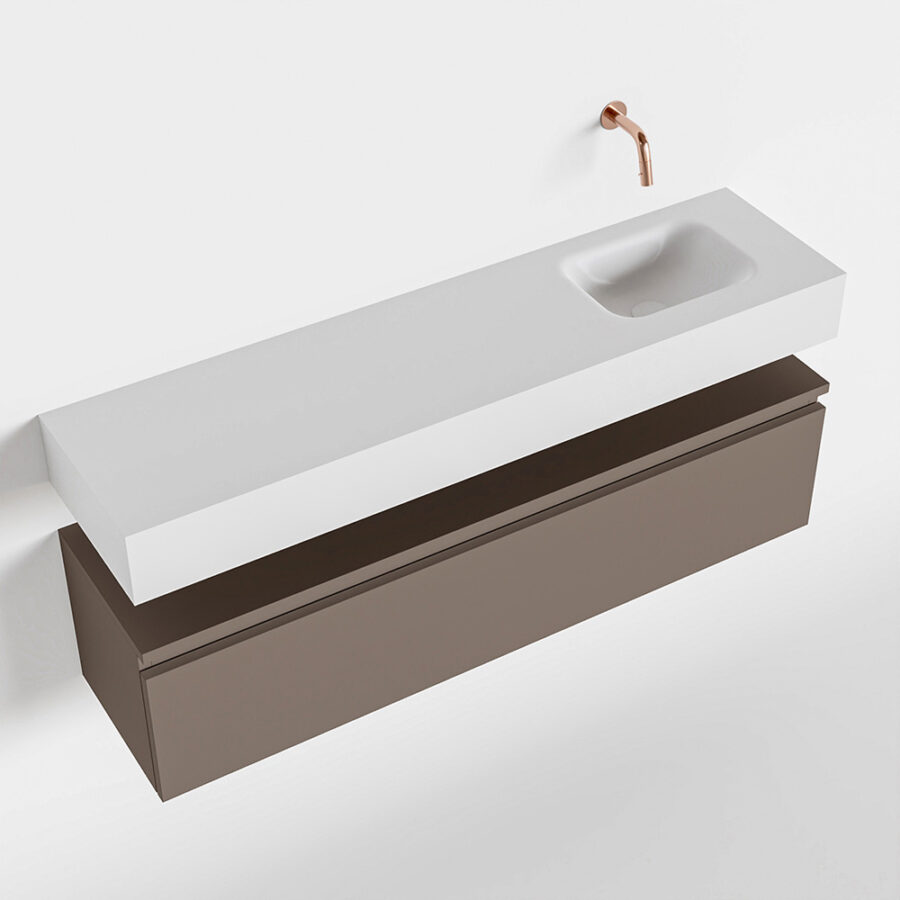 MONDIAZ ANDOR 120cm toiletmeubel smoke. LEX 120cm wastafel talc positie rechts. Zonder kraangat - Afbeelding 4