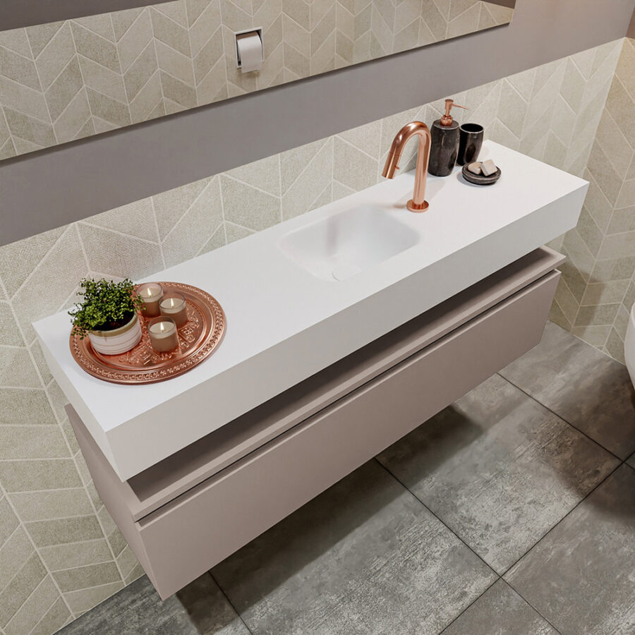 MONDIAZ ANDOR 120cm toiletmeubel smoke. LEX 120cm wastafel talc positie midden. Met 1 kraangat - Afbeelding 2