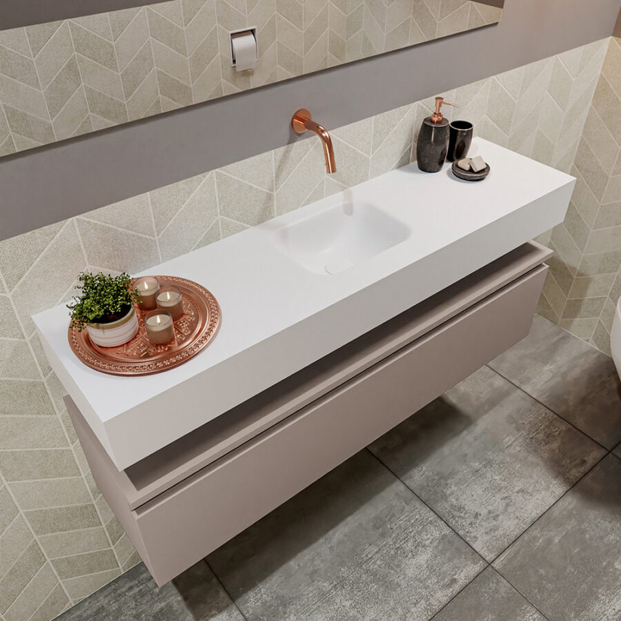 MONDIAZ ANDOR 120cm toiletmeubel smoke. LEX 120cm wastafel talc positie midden. Zonder kraangat - Afbeelding 2