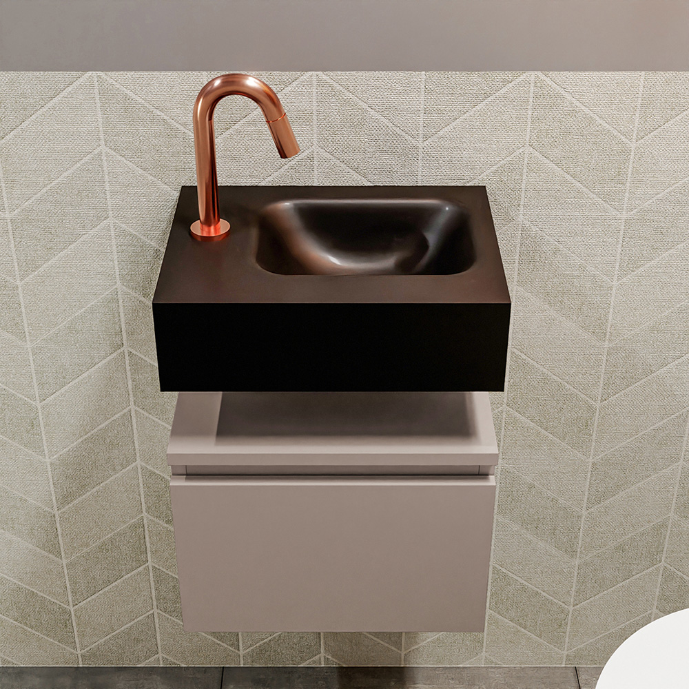 MONDIAZ ANDOR 40cm toiletmeubel smoke. LEX 40cm wastafel urban positie rechts. Met 1 kraangat - Afbeelding 3