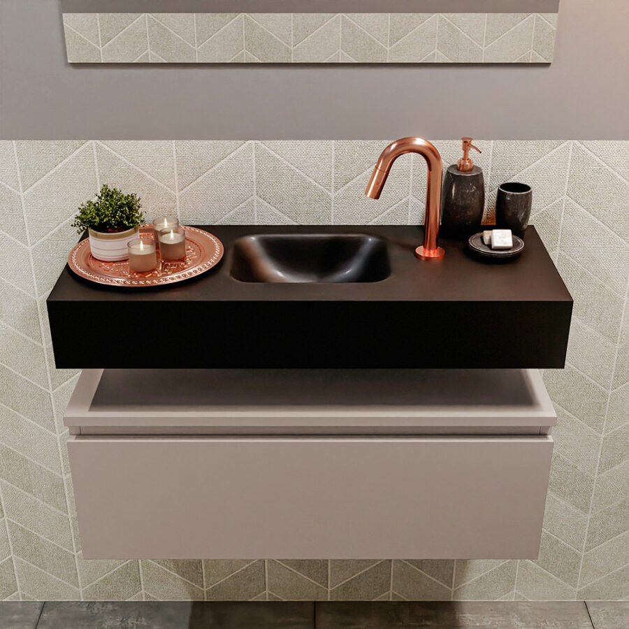 MONDIAZ ANDOR 80cm toiletmeubel smoke. LEX 80cm wastafel urban positie midden. Met 1 kraangat - Afbeelding 3