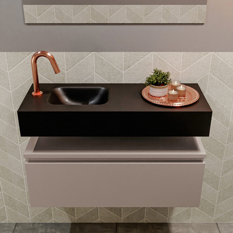 MONDIAZ ANDOR 80cm toiletmeubel smoke. LEX 80cm wastafel urban positie links. Met 1 kraangat - Afbeelding 3