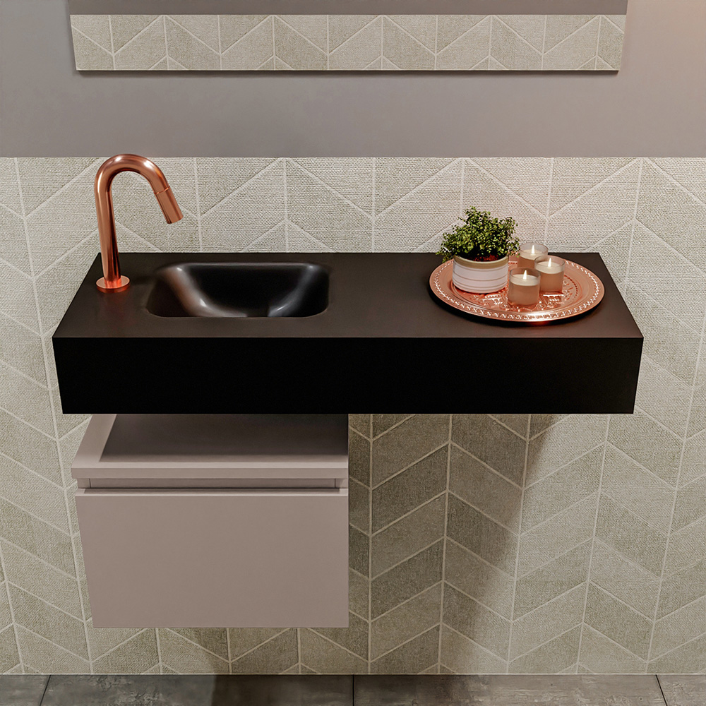 MONDIAZ ANDOR 40cm toiletmeubel smoke. LEX 80cm wastafel urban positie links. Met 1 kraangat - Afbeelding 3