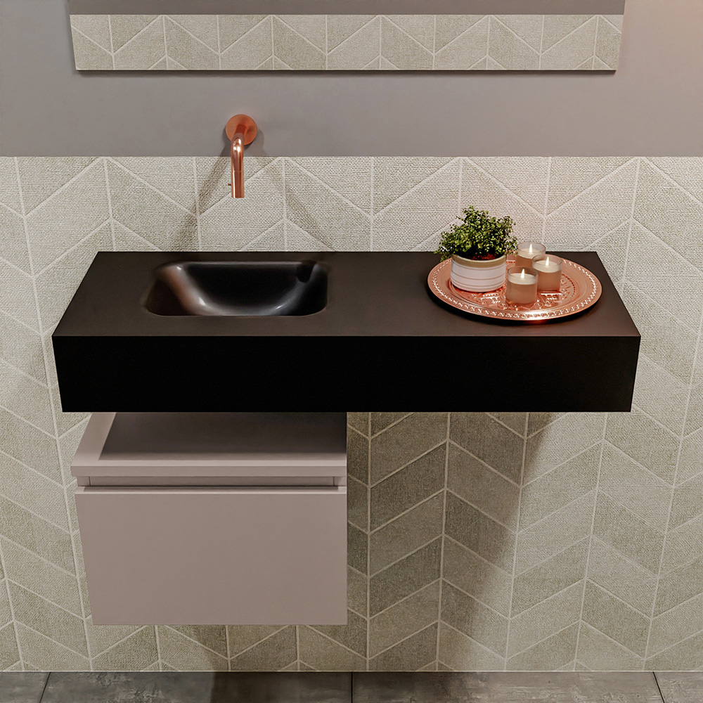 MONDIAZ ANDOR 40cm toiletmeubel smoke. LEX 80cm wastafel urban positie links. Zonder kraangat - Afbeelding 3