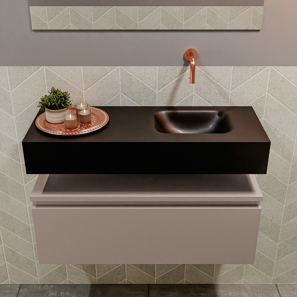 MONDIAZ ANDOR 80cm toiletmeubel smoke. LEX 80cm wastafel urban positie rechts. Zonder kraangat - Afbeelding 3