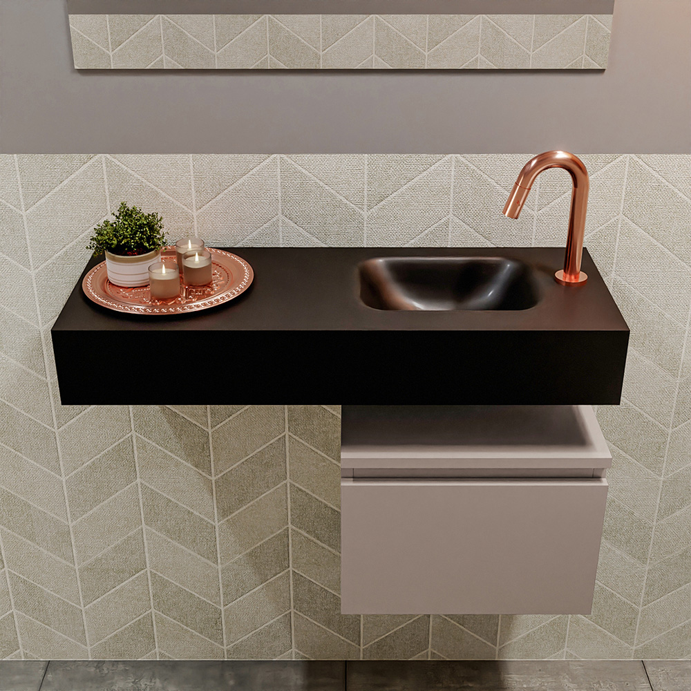 MONDIAZ ANDOR 40cm toiletmeubel smoke. LEX 80cm wastafel urban positie rechts. Met 1 kraangat - Afbeelding 3