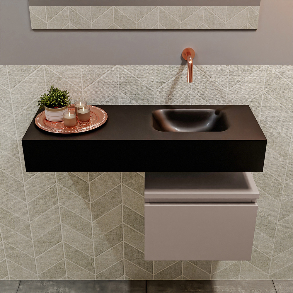 MONDIAZ ANDOR 40cm toiletmeubel smoke. LEX 80cm wastafel urban positie rechts. Zonder kraangat - Afbeelding 3