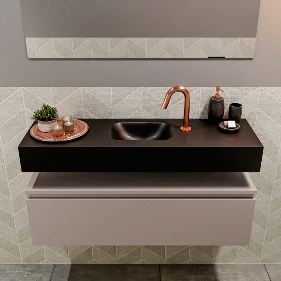 MONDIAZ ANDOR 100cm toiletmeubel smoke. LEX 100cm wastafel urban positie midden. Met 1 kraangat - Afbeelding 3