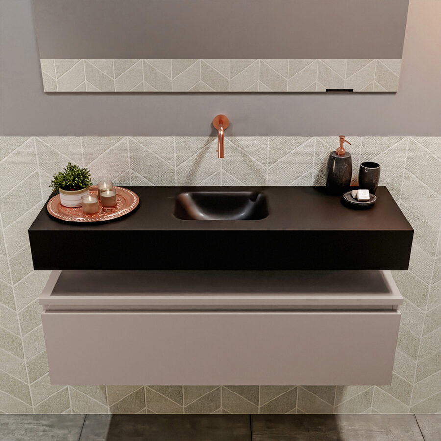MONDIAZ ANDOR 100cm toiletmeubel smoke. LEX 100cm wastafel urban positie midden. Zonder kraangat - Afbeelding 3