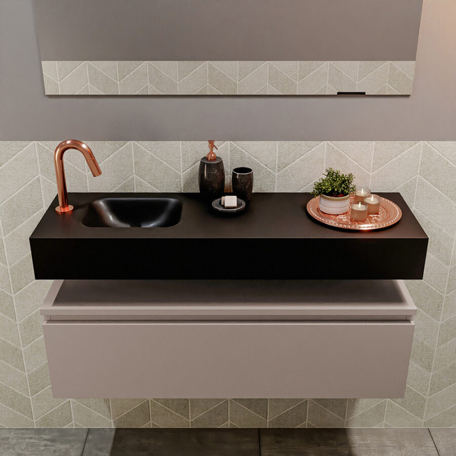 MONDIAZ ANDOR 100cm toiletmeubel smoke. LEX 100cm wastafel urban positie links. Met 1 kraangat - Afbeelding 3