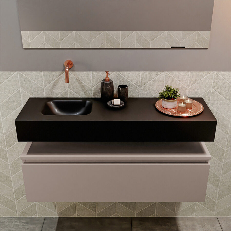 MONDIAZ ANDOR 100cm toiletmeubel smoke. LEX 100cm wastafel urban positie links. Zonder kraangat - Afbeelding 3