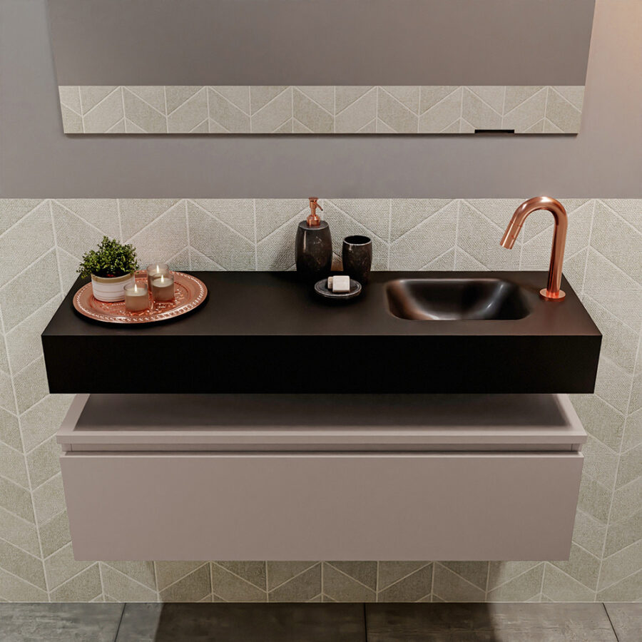 MONDIAZ ANDOR 100cm toiletmeubel smoke. LEX 100cm wastafel urban positie rechts. Met 1 kraangat - Afbeelding 3