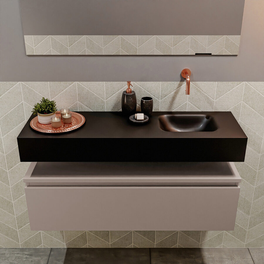 MONDIAZ ANDOR 100cm toiletmeubel smoke. LEX 100cm wastafel urban positie rechts. Zonder kraangat - Afbeelding 3