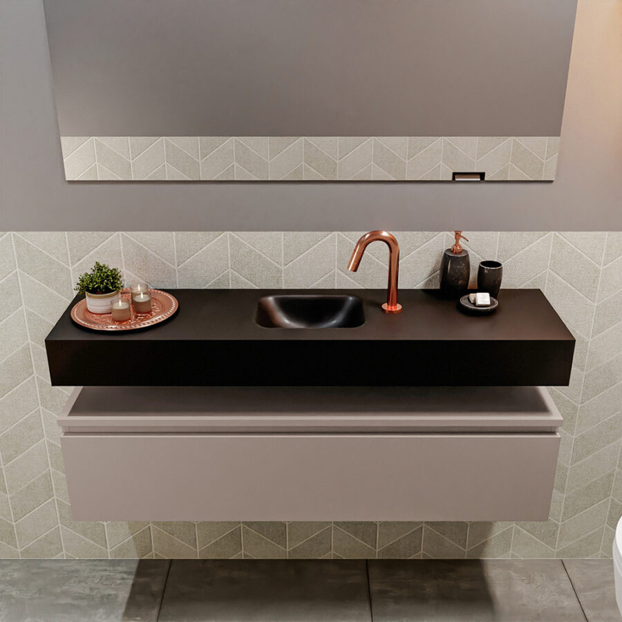 MONDIAZ ANDOR 120cm toiletmeubel smoke. LEX 120cm wastafel urban positie midden. Met 1 kraangat - Afbeelding 3