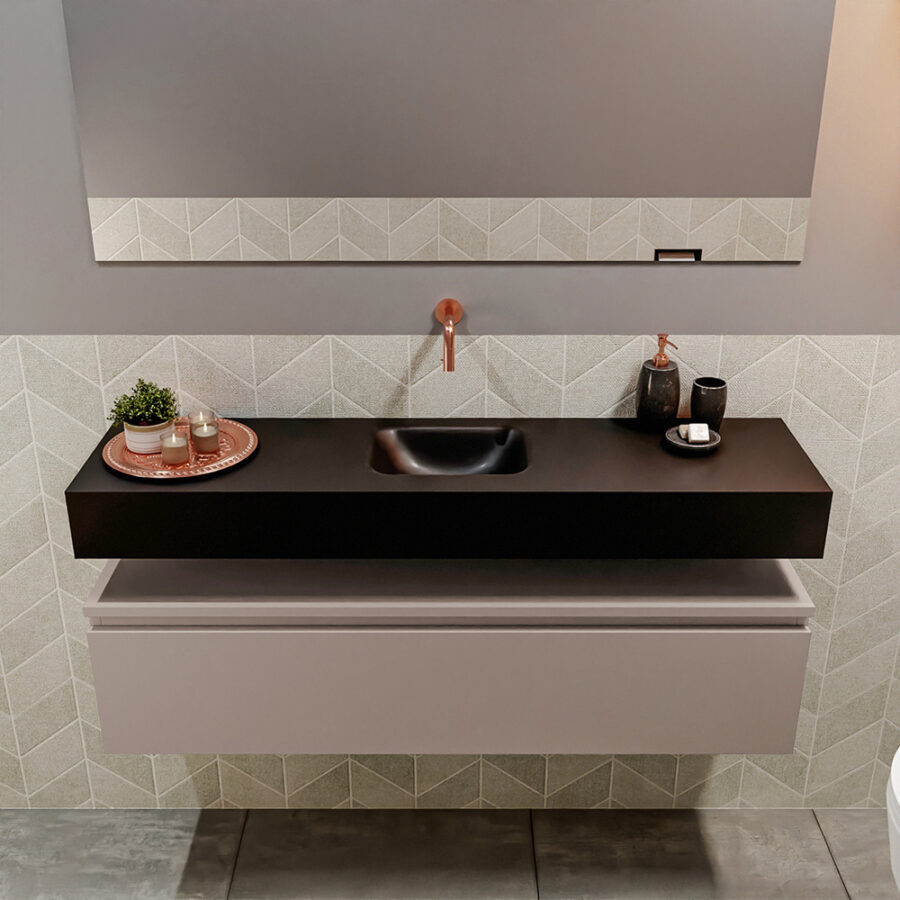 MONDIAZ ANDOR 120cm toiletmeubel smoke. LEX 120cm wastafel urban positie midden. Zonder kraangat - Afbeelding 3