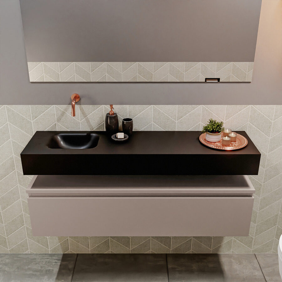 MONDIAZ ANDOR 120cm toiletmeubel smoke. LEX 120cm wastafel urban positie links. Zonder kraangat - Afbeelding 3