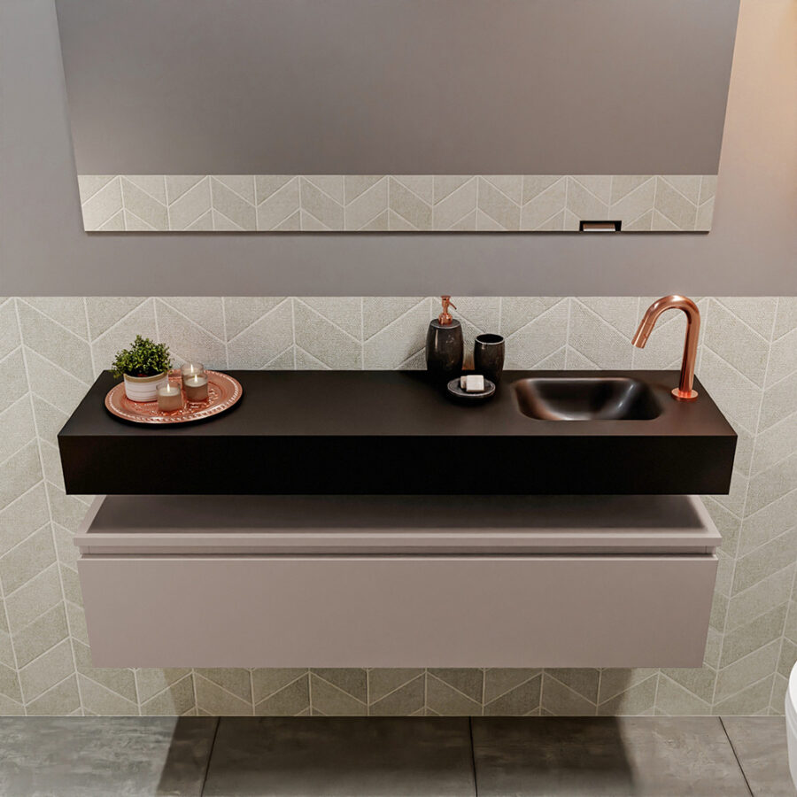 MONDIAZ ANDOR 120cm toiletmeubel smoke. LEX 120cm wastafel urban positie rechts. Met 1 kraangat - Afbeelding 3