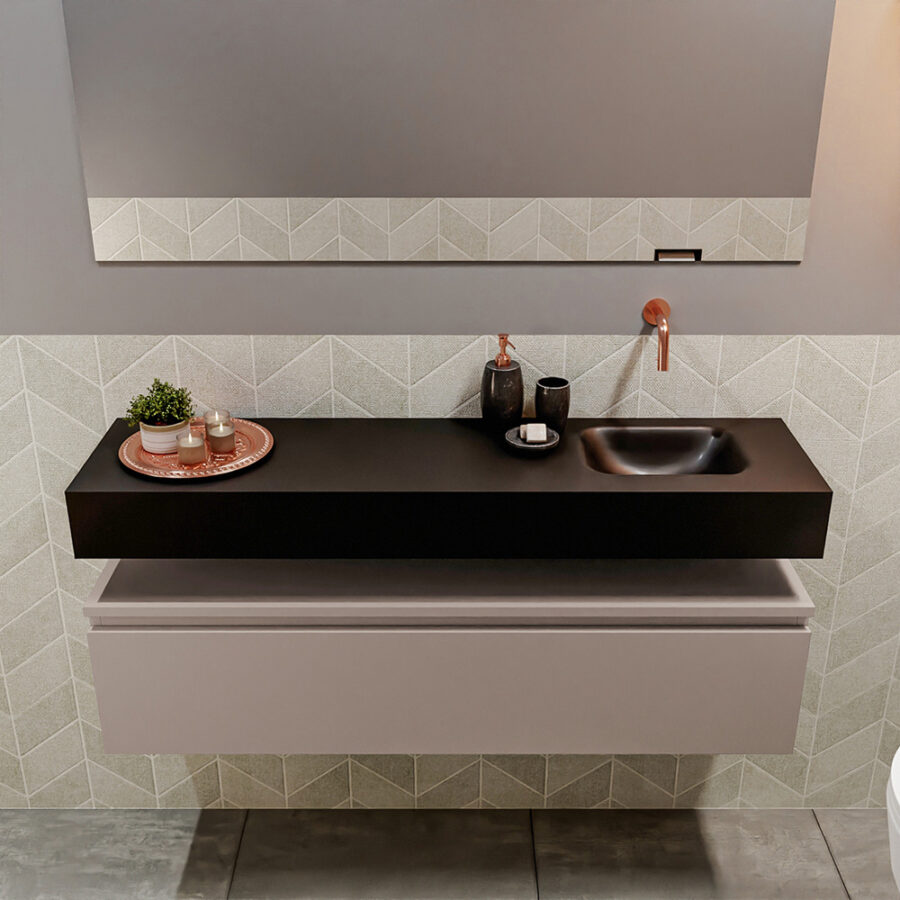 MONDIAZ ANDOR 120cm toiletmeubel smoke. LEX 120cm wastafel urban positie rechts. Zonder kraangat - Afbeelding 3
