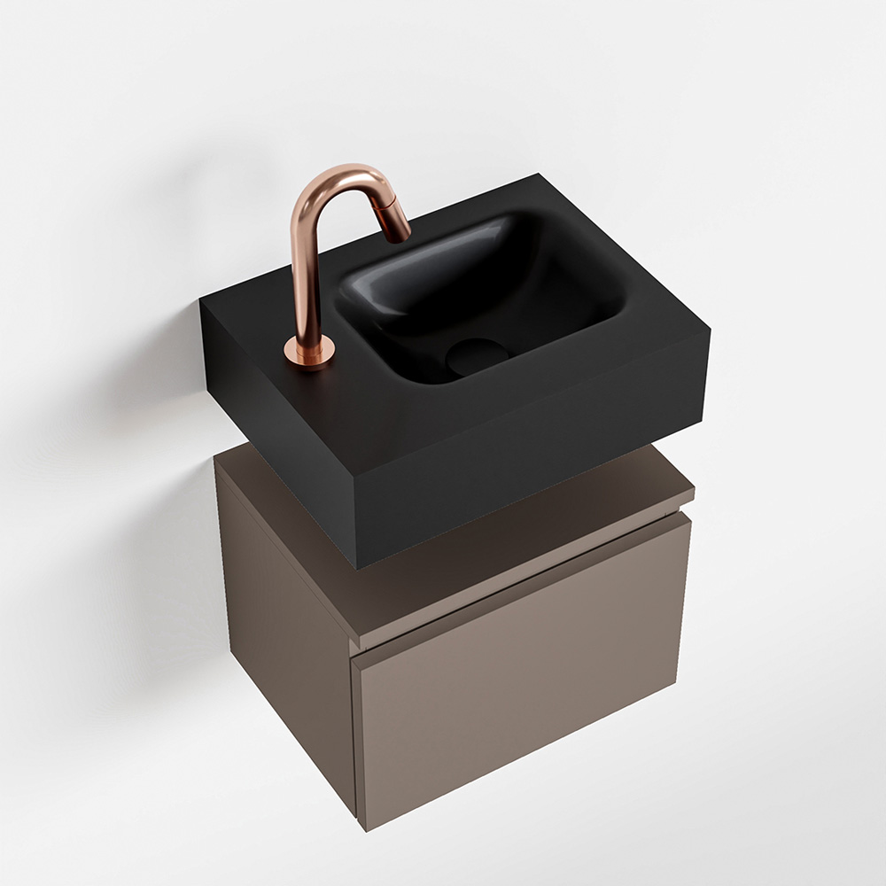 MONDIAZ ANDOR 40cm toiletmeubel smoke. LEX 40cm wastafel urban positie rechts. Met 1 kraangat - Afbeelding 4