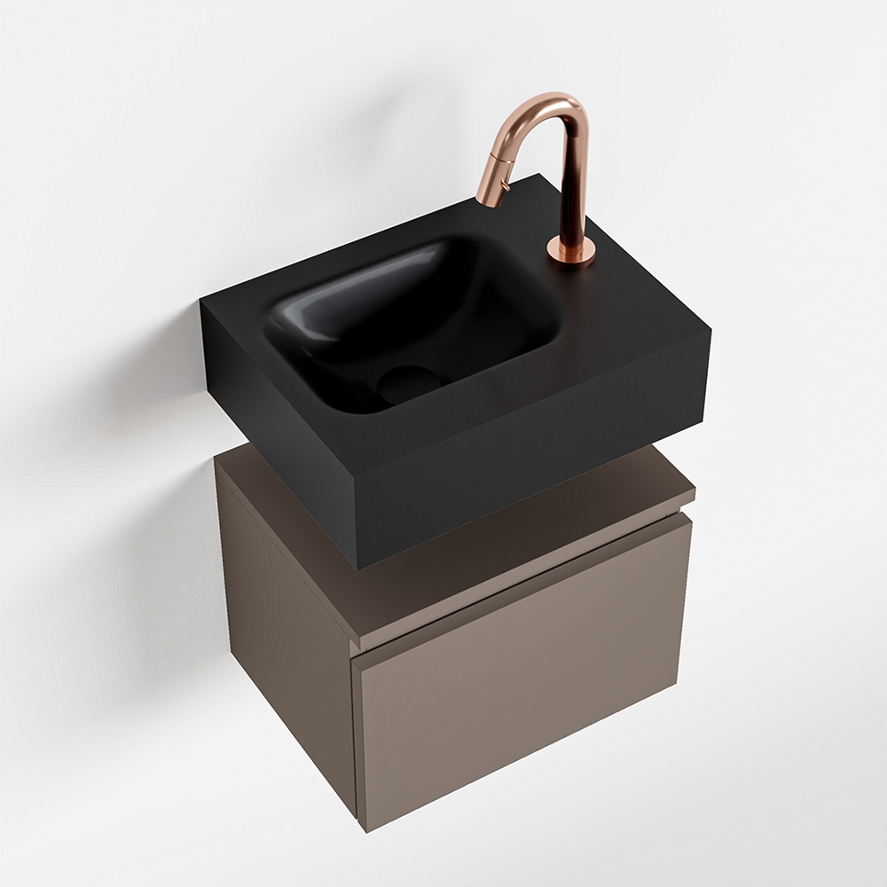 MONDIAZ ANDOR 40cm toiletmeubel smoke. LEX 40cm wastafel urban positie links. Met 1 kraangat - Afbeelding 4