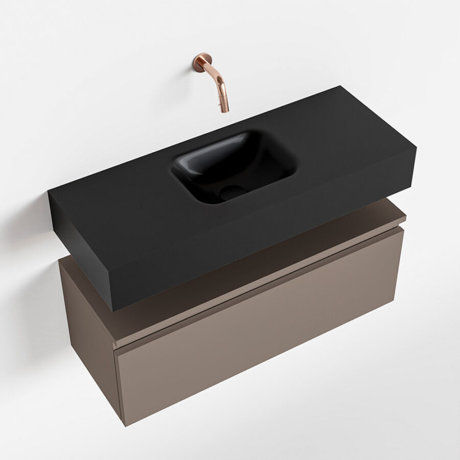 MONDIAZ ANDOR 80cm toiletmeubel smoke. LEX 80cm wastafel urban positie midden. Zonder kraangat - Afbeelding 4