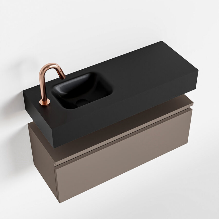 MONDIAZ ANDOR 80cm toiletmeubel smoke. LEX 80cm wastafel urban positie links. Met 1 kraangat - Afbeelding 4