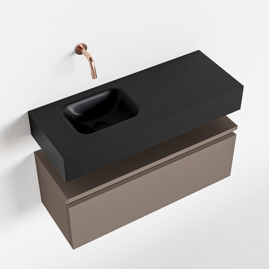 MONDIAZ ANDOR 80cm toiletmeubel smoke. LEX 80cm wastafel urban positie links. Zonder kraangat - Afbeelding 4