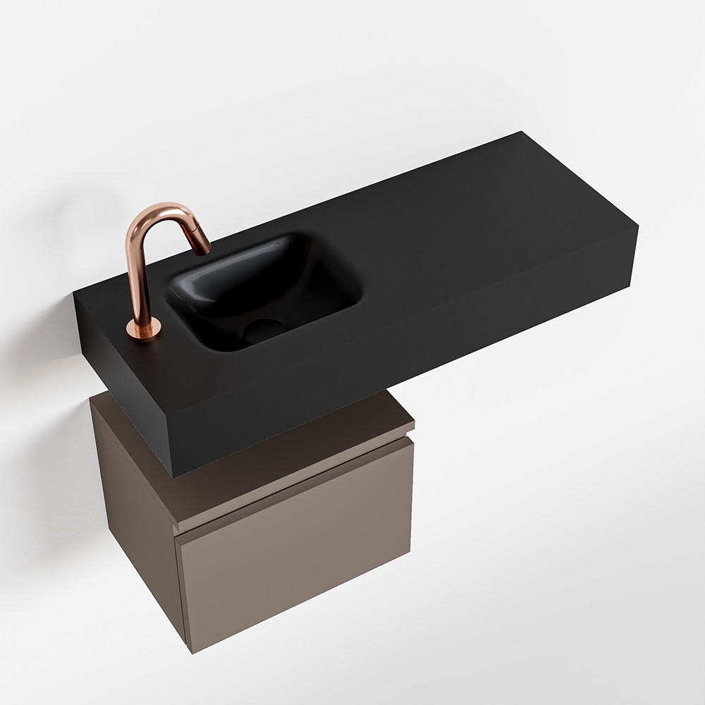 MONDIAZ ANDOR 40cm toiletmeubel smoke. LEX 80cm wastafel urban positie links. Met 1 kraangat - Afbeelding 4