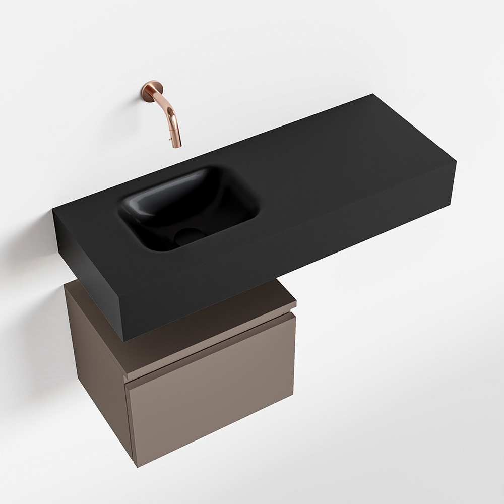 MONDIAZ ANDOR 40cm toiletmeubel smoke. LEX 80cm wastafel urban positie links. Zonder kraangat - Afbeelding 4