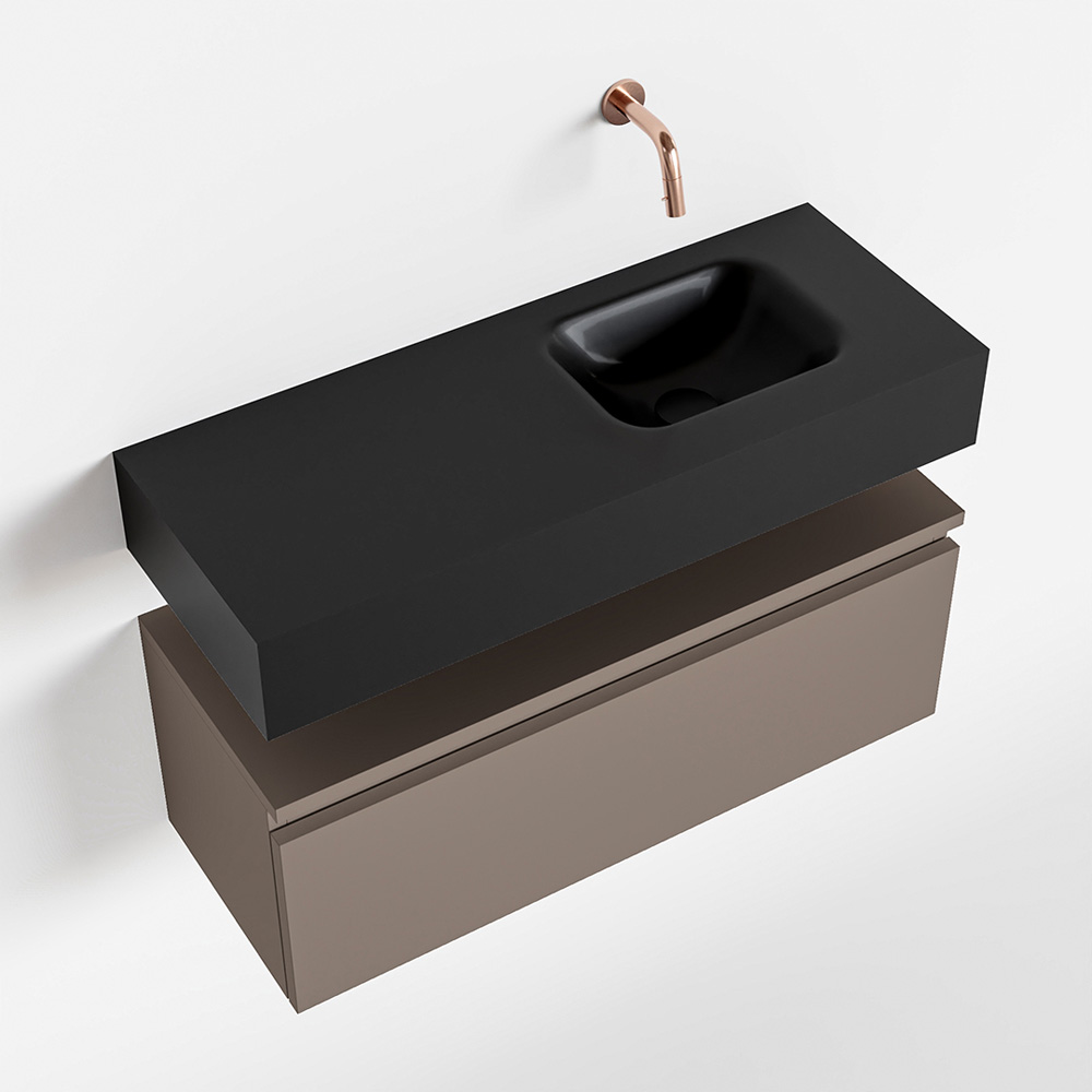 MONDIAZ ANDOR 80cm toiletmeubel smoke. LEX 80cm wastafel urban positie rechts. Zonder kraangat - Afbeelding 4