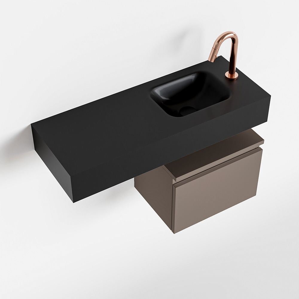 MONDIAZ ANDOR 40cm toiletmeubel smoke. LEX 80cm wastafel urban positie rechts. Met 1 kraangat - Afbeelding 4