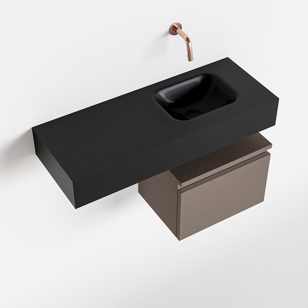 MONDIAZ ANDOR 40cm toiletmeubel smoke. LEX 80cm wastafel urban positie rechts. Zonder kraangat - Afbeelding 4