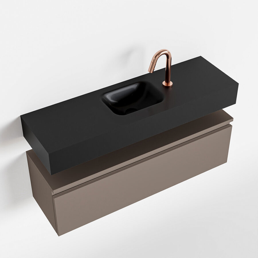 MONDIAZ ANDOR 100cm toiletmeubel smoke. LEX 100cm wastafel urban positie midden. Met 1 kraangat - Afbeelding 4