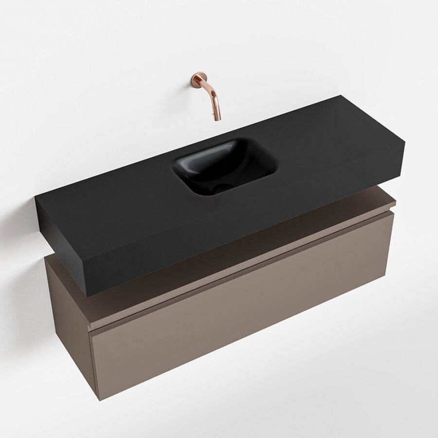 MONDIAZ ANDOR 100cm toiletmeubel smoke. LEX 100cm wastafel urban positie midden. Zonder kraangat - Afbeelding 4