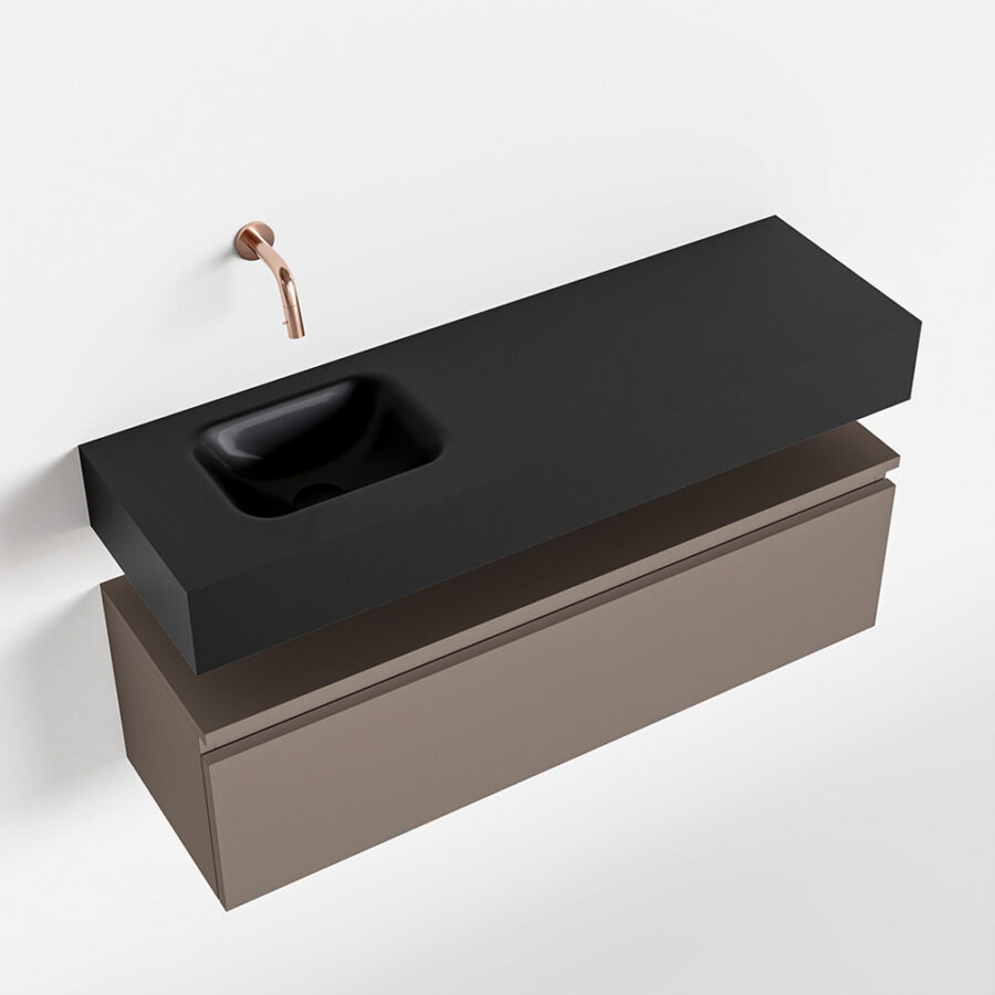 MONDIAZ ANDOR 100cm toiletmeubel smoke. LEX 100cm wastafel urban positie links. Zonder kraangat - Afbeelding 4