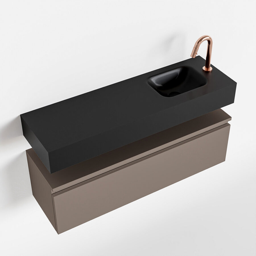 MONDIAZ ANDOR 100cm toiletmeubel smoke. LEX 100cm wastafel urban positie rechts. Met 1 kraangat - Afbeelding 4