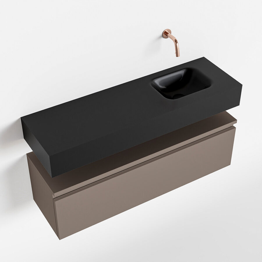 MONDIAZ ANDOR 100cm toiletmeubel smoke. LEX 100cm wastafel urban positie rechts. Zonder kraangat - Afbeelding 4