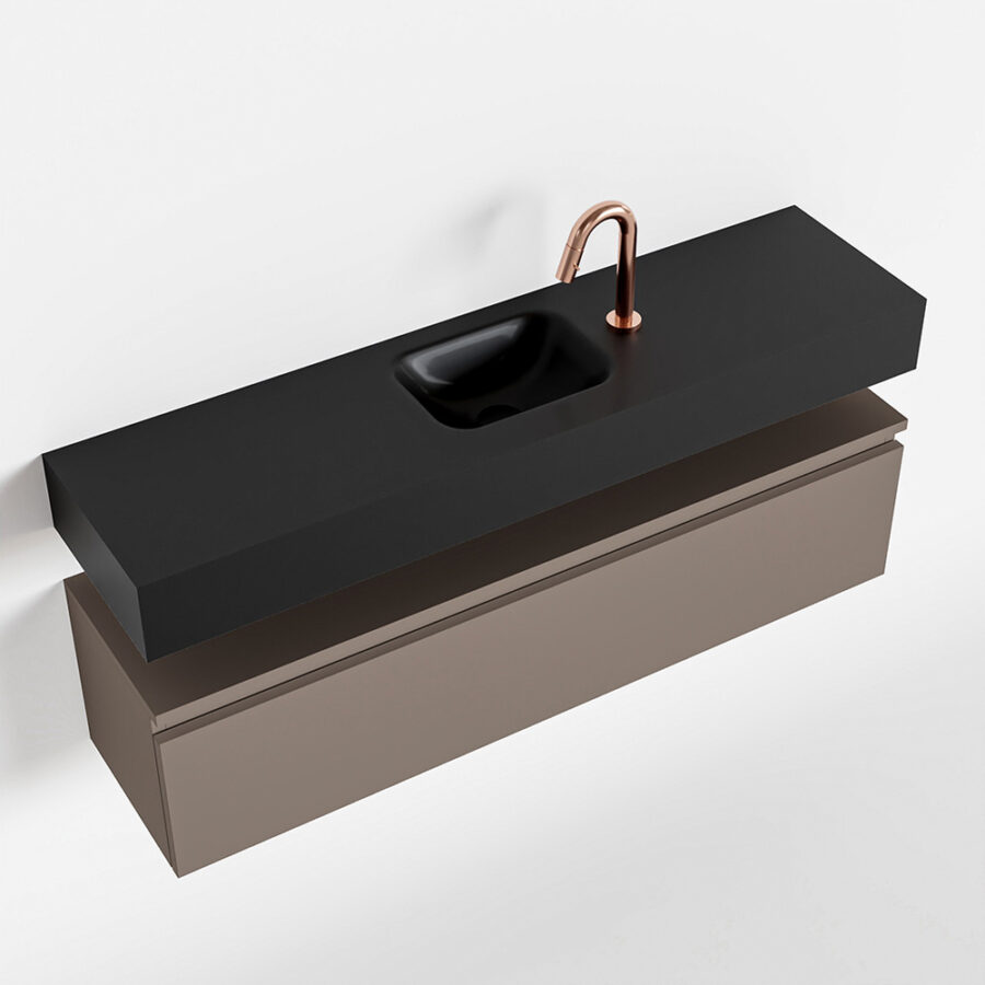 MONDIAZ ANDOR 120cm toiletmeubel smoke. LEX 120cm wastafel urban positie midden. Met 1 kraangat - Afbeelding 4