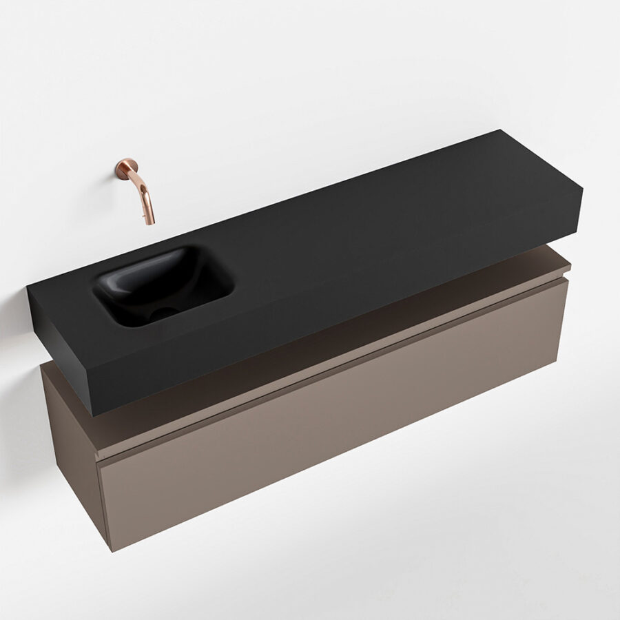 MONDIAZ ANDOR 120cm toiletmeubel smoke. LEX 120cm wastafel urban positie links. Zonder kraangat - Afbeelding 4