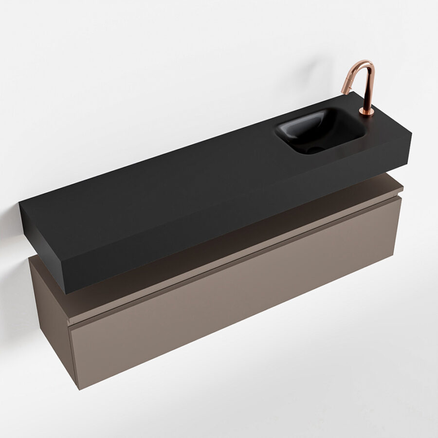 MONDIAZ ANDOR 120cm toiletmeubel smoke. LEX 120cm wastafel urban positie rechts. Met 1 kraangat - Afbeelding 4