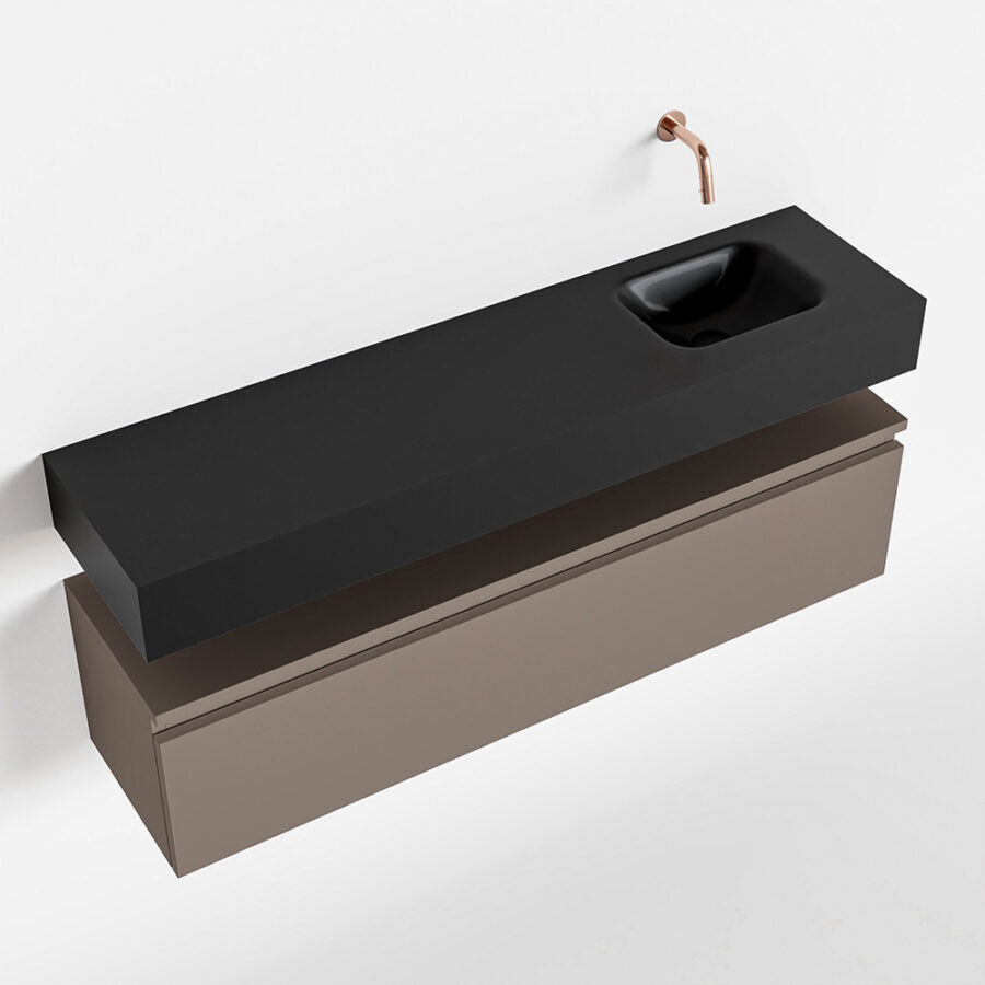 MONDIAZ ANDOR 120cm toiletmeubel smoke. LEX 120cm wastafel urban positie rechts. Zonder kraangat - Afbeelding 4