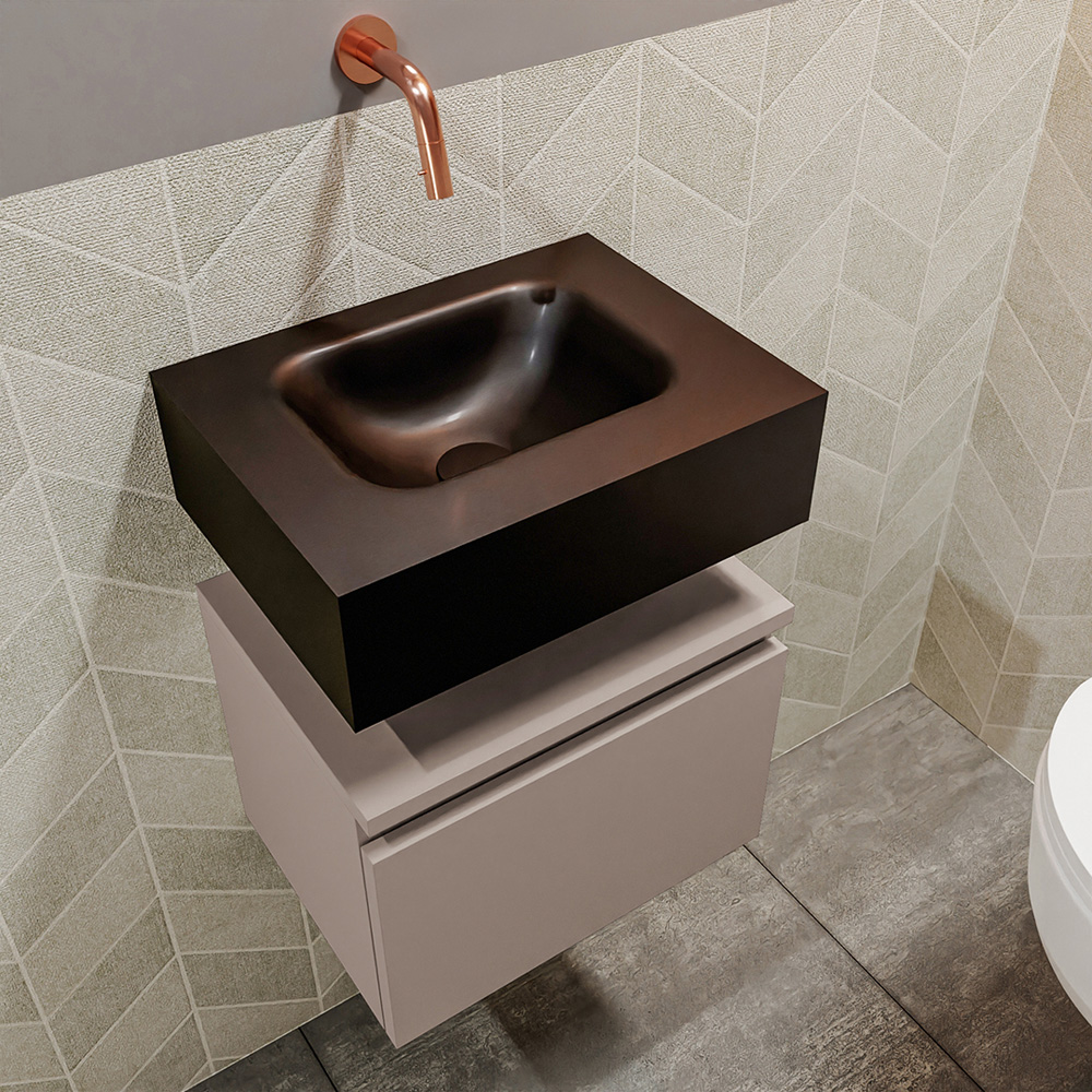 MONDIAZ ANDOR 40cm toiletmeubel smoke. LEX 40cm wastafel urban positie midden. Zonder kraangat - Afbeelding 2