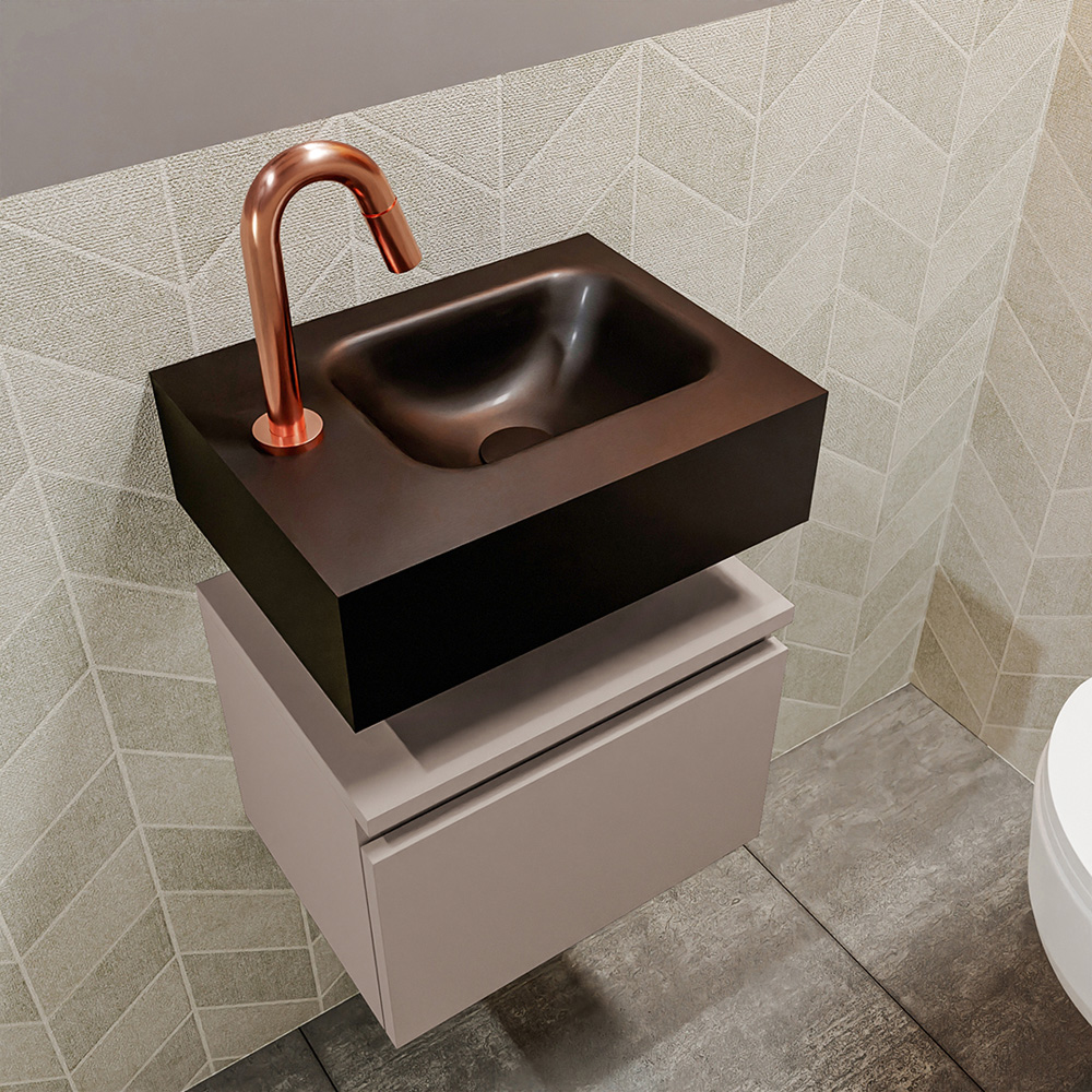 MONDIAZ ANDOR 40cm toiletmeubel smoke. LEX 40cm wastafel urban positie rechts. Met 1 kraangat - Afbeelding 2