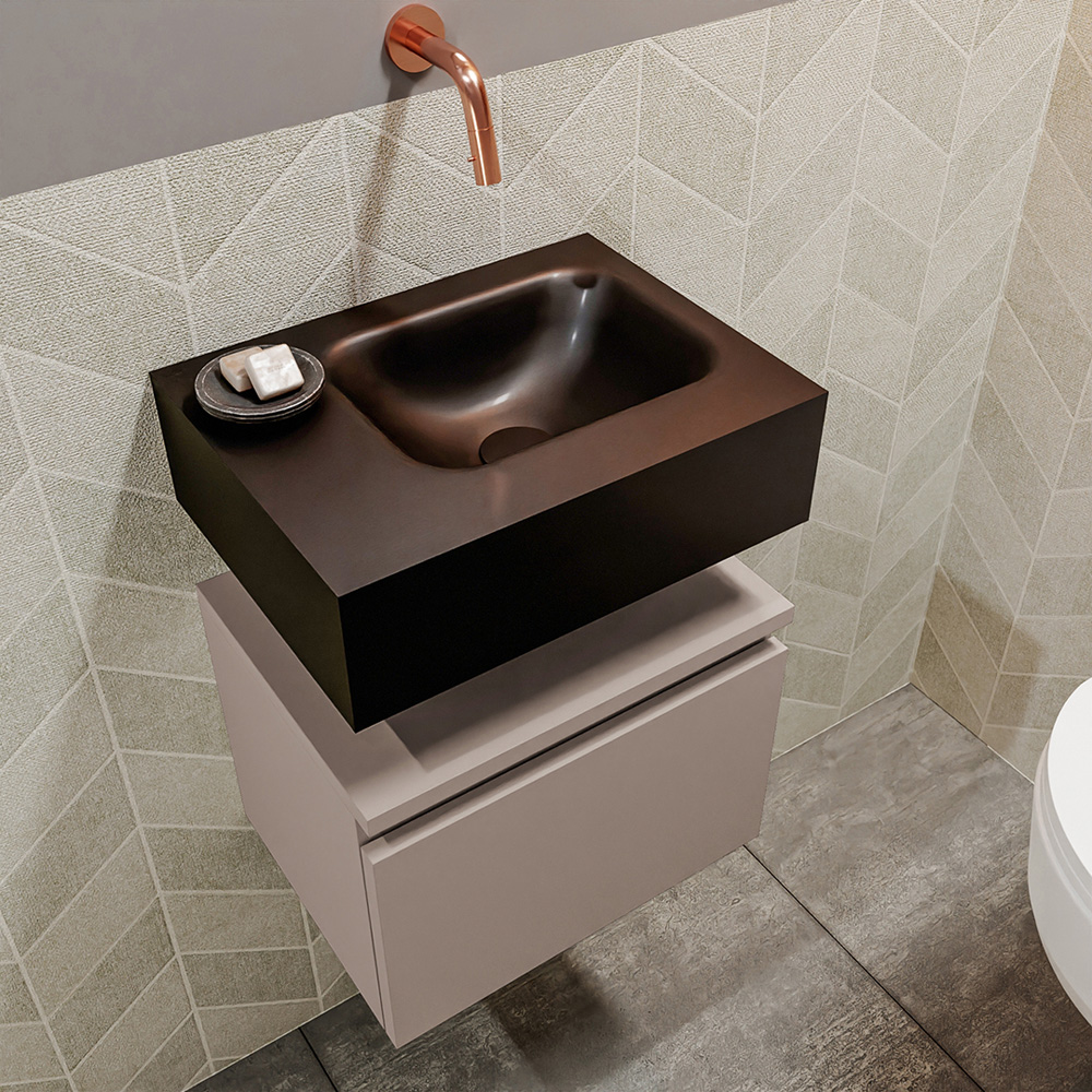 MONDIAZ ANDOR 40cm toiletmeubel smoke. LEX 40cm wastafel urban positie rechts. Zonder kraangat - Afbeelding 2