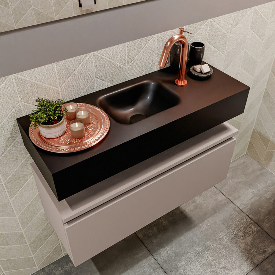MONDIAZ ANDOR 80cm toiletmeubel smoke. LEX 80cm wastafel urban positie midden. Met 1 kraangat - Afbeelding 2