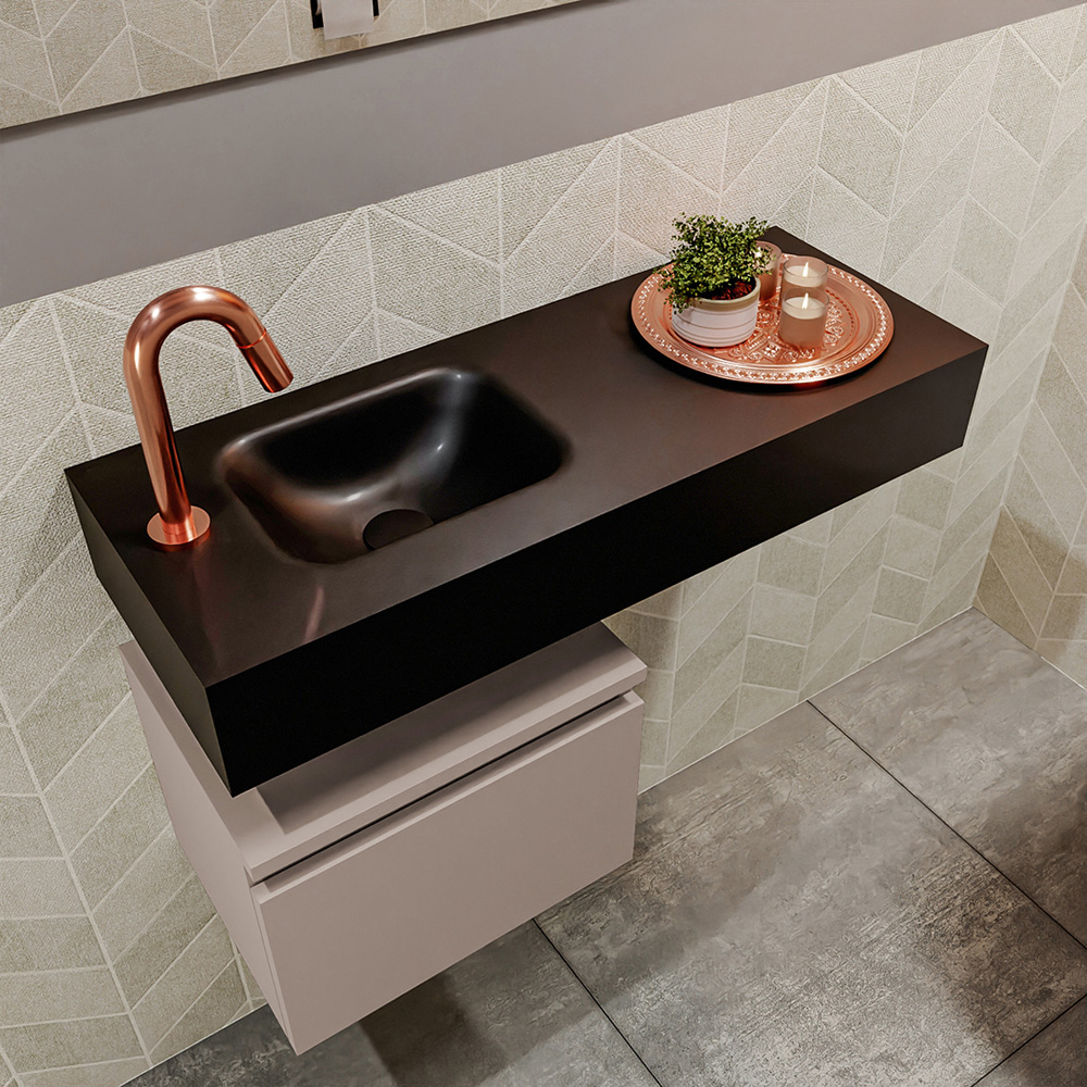MONDIAZ ANDOR 40cm toiletmeubel smoke. LEX 80cm wastafel urban positie links. Met 1 kraangat - Afbeelding 2